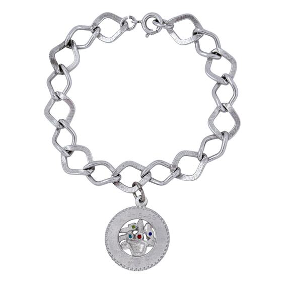 Vintage Sterling Silver 925 | Glass Bead Happy Birthday Charm Bracelet | 7" - Picture 5 of 11